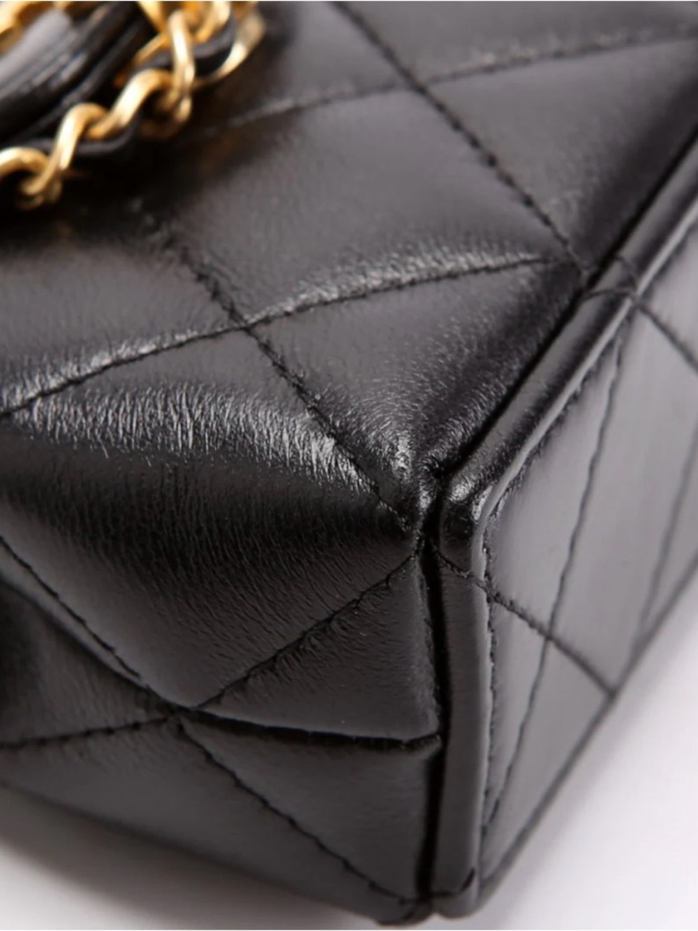 CHANEL Black Quilted Mini Top-Handle Bag with Gold Chain - Picture 5 of 7